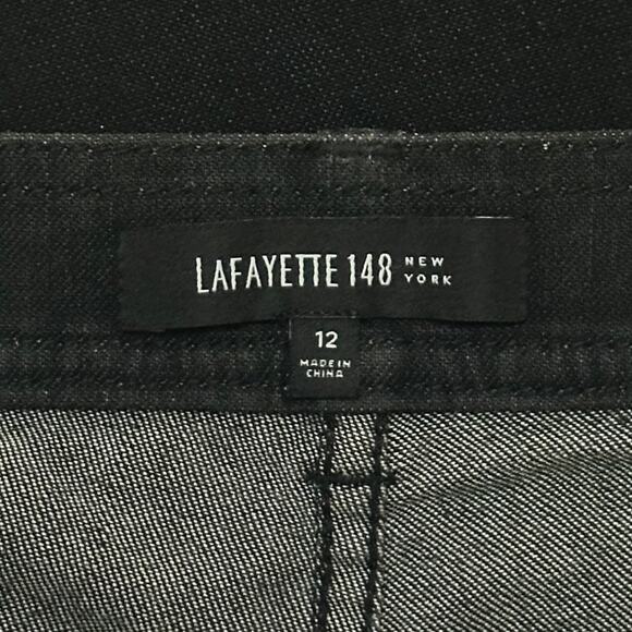 LAFAYETTE 148 NEW YORK Mid Rise Black Skinny Jeans Denim Slim Dyed Stretch 12 - Picture 7 of 10